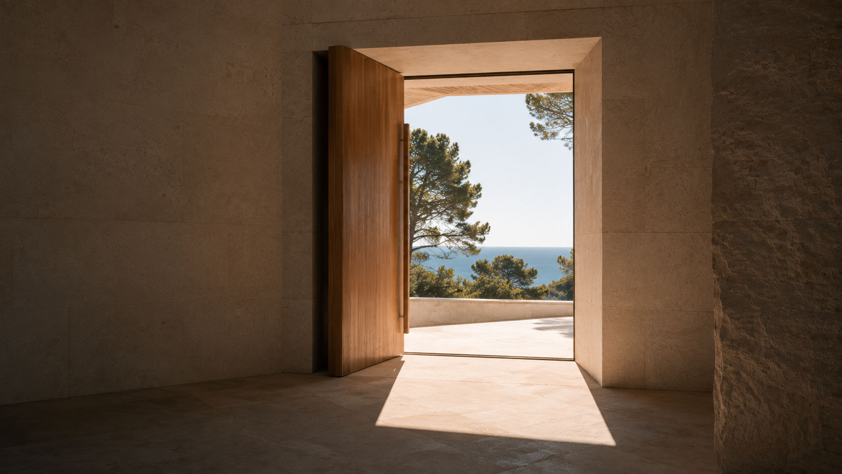 Open doorway looking onto the sea