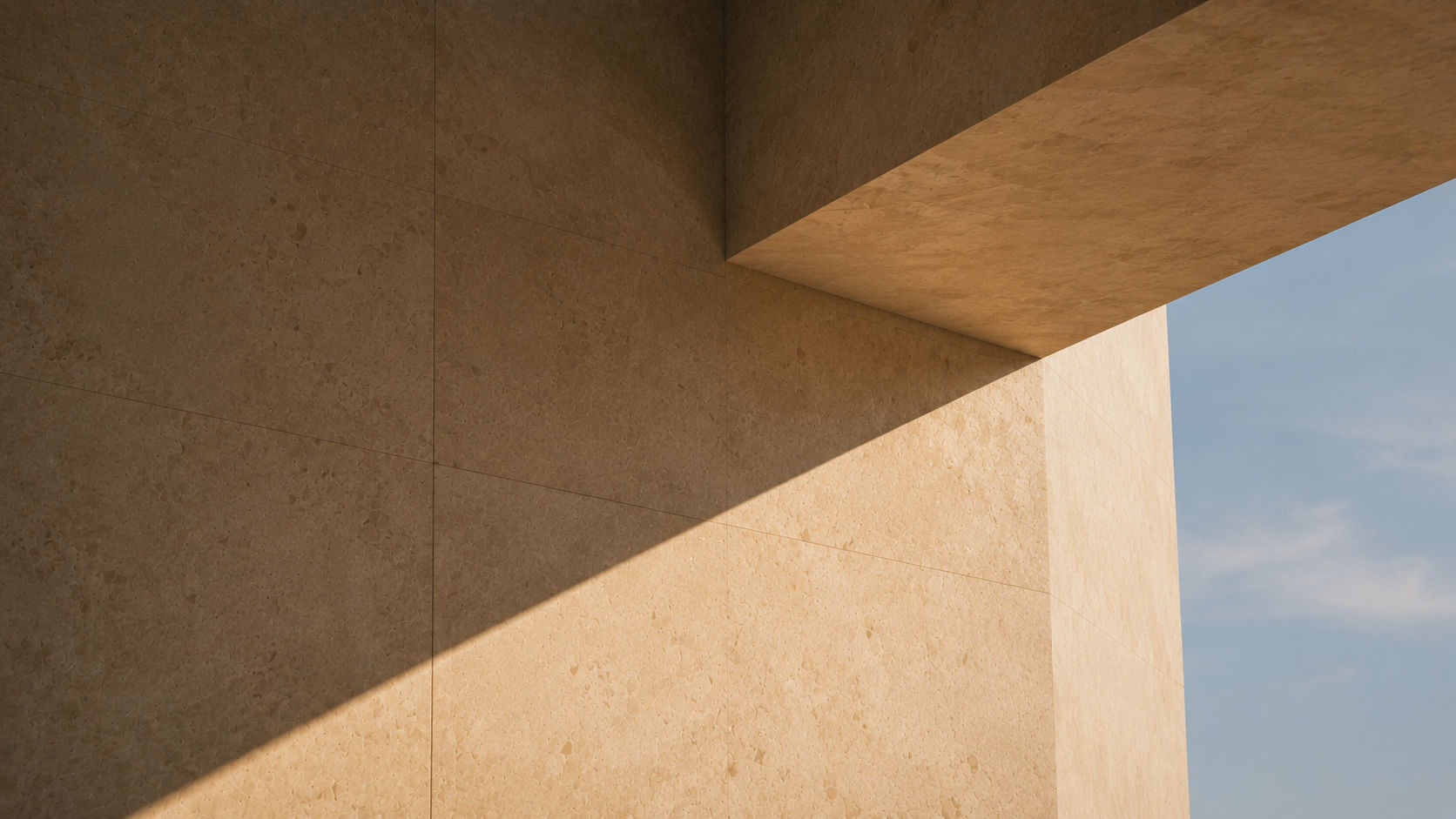 Sculptural stone arches in warm light